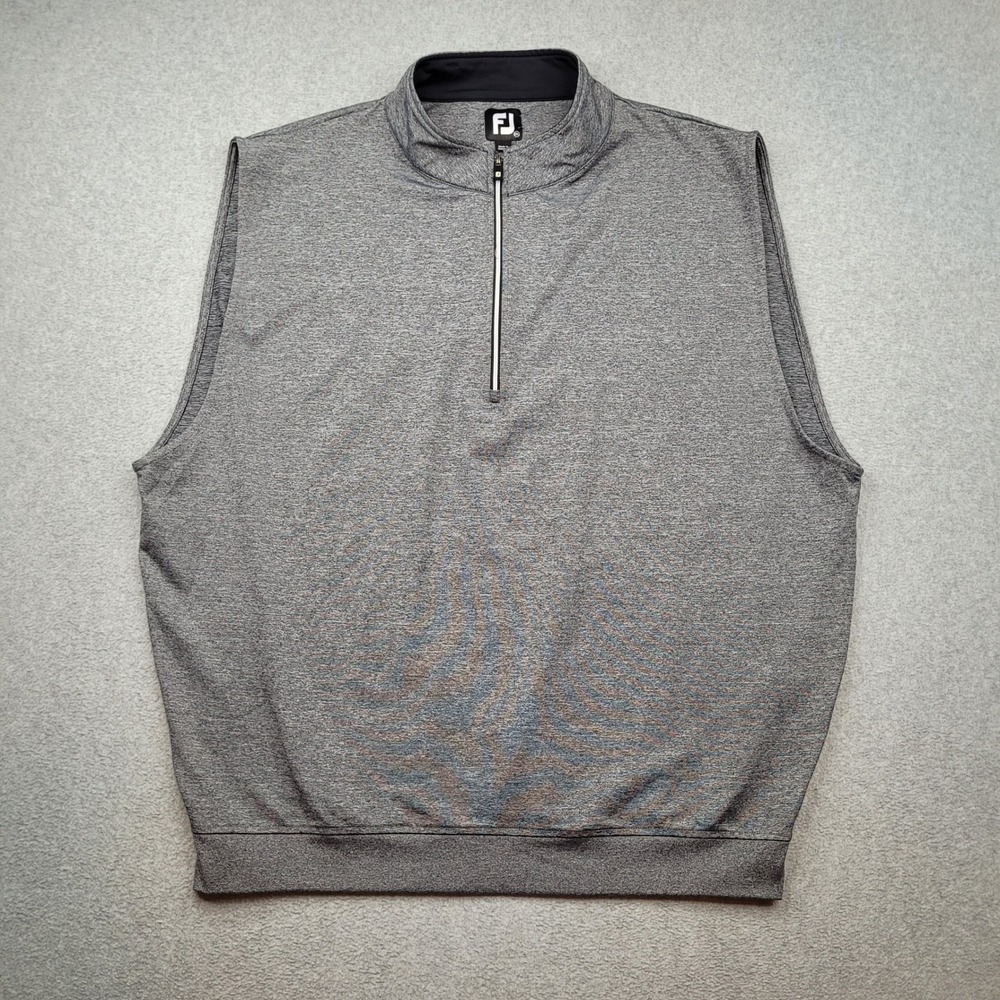 FootJoy Golf Vest Mens 2XL Gray 1/4 Zip Sleeveless Pullover Performance